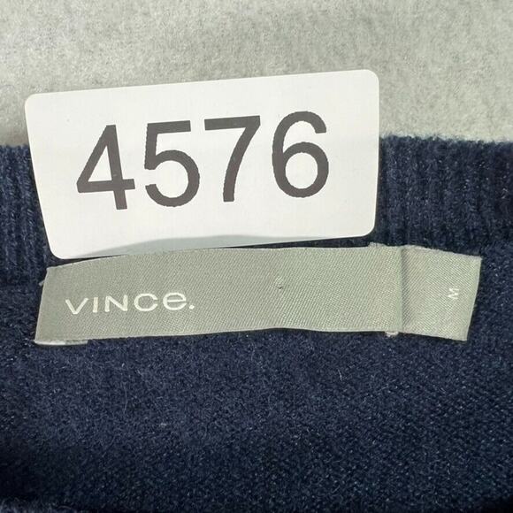 VINCE Sweater Womens M Blue Cashmere Linen Blend Crew Pullover Lightweight - Picture 6 of 12